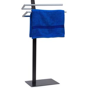 Relaxdays handdoekenrek - handdoekhouder GRAO - antraciet - 2 stangen - verchroomd