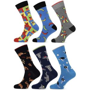 Voordeelpakket Sokken | grappige sokken dames | grappige sokken heren | happy socks printjes | maat 36-42 | 18 paar!