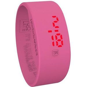 TOO LATE - siliconen horloge - LED WATCH BIG BROTHER - breed 24 mm - Fuchsia L