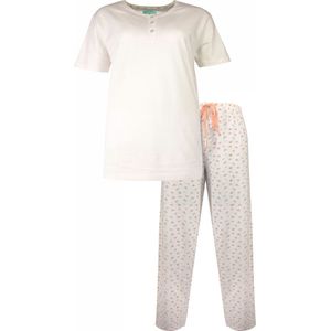 Tenderness Dames Pyjama - Katoen - Polo Sluiting - Wit - Maat S