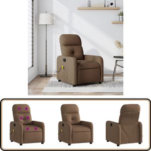 vidaXL Massagestoel - Verstelbaar - Stof - Bruin Massagestoel - Relaxstoel - Ergonomische Stoel - Elektrische Massage - Comfortstoel