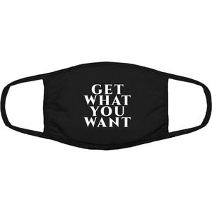 Get what you want mondkapje | relatie | carriere | gezichtsmasker | bescherming | bedrukt | logo | Zwart mondmasker van katoen, uitwasbaar & herbruikbaar. Geschikt voor OV