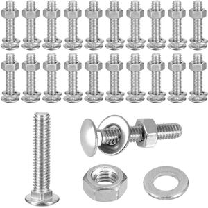 TRANKIELO® - RVS Kopschroeven M6 x 40mm Set – 25 Stuks – Inclusief Moeren en Sluitringen – V2A Corrosiebestendig Voor Binnen- en Buitengebruik