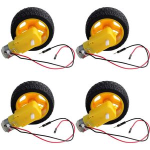 Mini DC Electric Gearbox Dual Shaft Geared TT Motor Plastic Tire Tires Wheel DC 3-6V for Arduino 1:48 Smart Car robot (4 Sets)