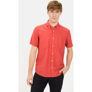 camel active Korte mouwen overhemd van een katoen-linnenmix - Maat menswear-3XL - Rood