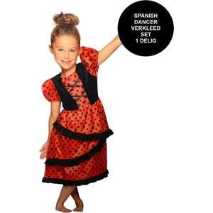Spaanse Flamenco verkleedjurk meisjes – Maat 116 – verkleedkleding kinderen carnaval