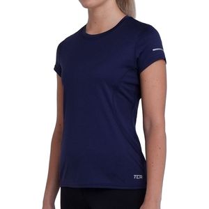TCA Dames Atomic Korte Mouw Sneldrogende Gym Hardloop Trainings Top - Donkerblauw, S