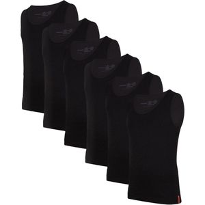 Undiemeister Onderhemd Heren - Tanktop - 6-Pack - Volcano Ash (Zwart) - Mellowood Tencel - Ronde Hals - Slim fit - Maat L