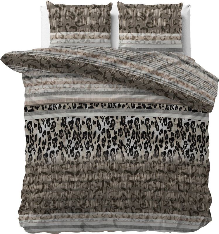 Sleeptime - Dekbedovertrek Tiger Leopard - Taupe - 200x200/260 - Inclusief 2 Kussenslopen 60x70