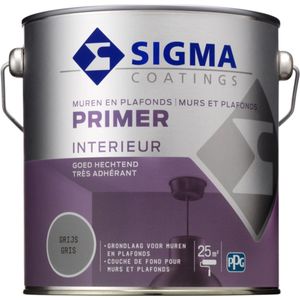 Sigma Interieur Muurverf Primer Mat - Betere Hechting - Geen Streppvorming - RAL 5004 - Grijs 2,5 Ltr