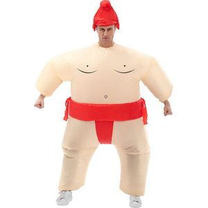 KIMU® Opblaas Kostuum Sumo Worstelaar Rood - Opblaasbaar Pak - Sumopak Mascotte Opblaaspak - Opblaasbare Sumoworstelaar Dames Heren Festival