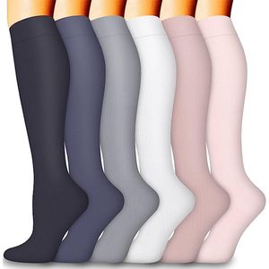 Compressiekousen van koper voor dames en heren (6 paar) - Beste ondersteuning voor hardlopen, sporten, verpleging en reizen (L-XL)