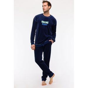 Woody pyjama heren - donkerblauw - 242-12-QRM-V/889 - maat XL