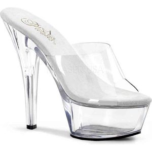 Pleaser - KISS-201 Muiltjes - Paaldans schoenen - 44 Shoes - Zwart/Transparant