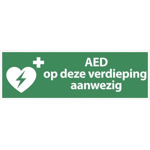 AED op deze verdieping aanwezig tekstbord - kunststof 450 x 150 mm