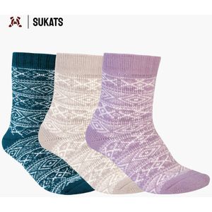 Sukats® Noorse Huissokken - 3 Paar - Maat 39-42 - Mix B - Huissokken Dames en Heren - Warme Sokken - Wollen Sokken - Slofsokken - Bedsokken - Meerdere Maten en Varianten - Verwarmde Sokken