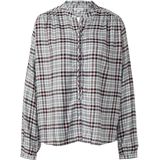 Blouse - Viscoseblend - Ruitpatroon - Vrouwelijke Kraag met Ruches