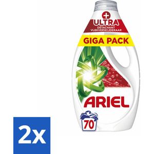 2 x Ariel - Vloeibaar Wasmiddel - +Ultra Vlekverwijderaar - 70 Wasbeurten - 3150 ml - Ariel Wasmiddel - Vlekkenverwijderaar - Wasmiddel Vloeibaar - Wasmiddel Voor Koude Was - Duurzaam Wasmiddel