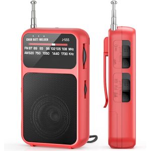 GTB® Transistor Radio Op Batterijen - Transistor Radio - Transistor Radio met Netvoeding - Rood - 11cm x 6cm x 3cm
