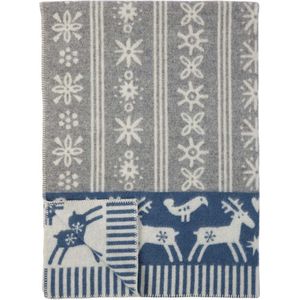 Woondeken eco wol Lapland blauw-grijs 180x130cm