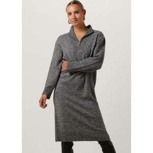 Object Objminna L/s Zip Knit Dress Noos Jurken Dames - Kleedje - Rok - Jurk - Donkergrijs - Maat M