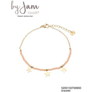 ByJam Armband - Verstelbare maat 17+3 cm - Roestvrij Staal - Hypoallergeen - Goud en Oranje