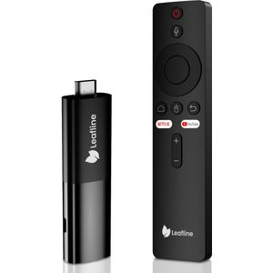 Leafline - Android TV Stick - Mediaspeler - Ingebouwde Chromecast - Met Afstandsbediening & Spraakbesturing