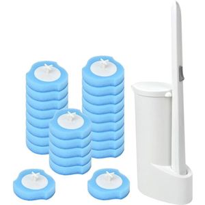 Toilet Brush and Holder with Sponge Brush Head, Refill Head for Cleaning, Cleaning Tool with 24 Disposable Brush Heads