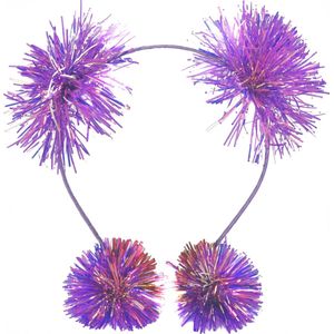 Jessidress Haarband Meisjes Haar Diadeem met haarclips gemaakt met pompon - Paars