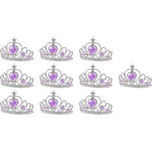 Uitdeelzakjes - Prinsessen Tiara - Kroon - 10-pack - Traktatie - Verjaardag Kind - Verkleedkleren Meisje - Paars