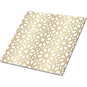 Tulup PVC Tegels - Marokkaans Patroon Vinyl Tegels - 30 cm x 30 cm - Gouden Zelfklevende PVC Tegels - Set van 9 - Zelfklevende Vinyl Tegels - Abstract Plaktegels - Vinyl Vloer Tegels - Plaktegels keuken en Badkamer