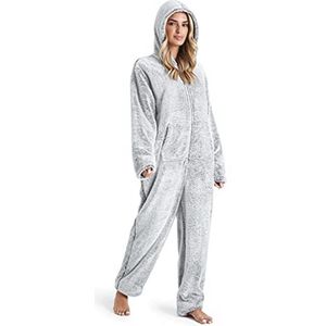 Zachte fleece jumpsuit voor dames - eendelige pyjama, onesie in maat S-XL