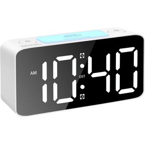 Digitale wekker - ultraluid - RGB nachtlicht - verstelbaar volume - met USB-oplader - voor zware slapers - volwassenen/kinderen - wit - standaardformaat - 1 stuk
