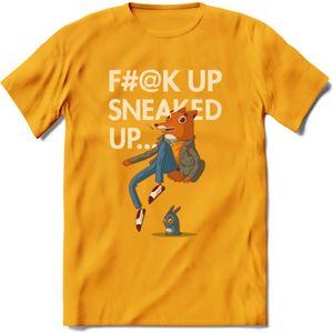 Casual vos quote T-Shirt Grappig | Dieren honden Kleding Kado Heren / Dames | Animal Skateboard Cadeau shirt - Geel - XL