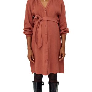 Vertbaudet - Katoenen Gazen Jurk - Zwart - Voor Zwangerschap en Borstvoeding