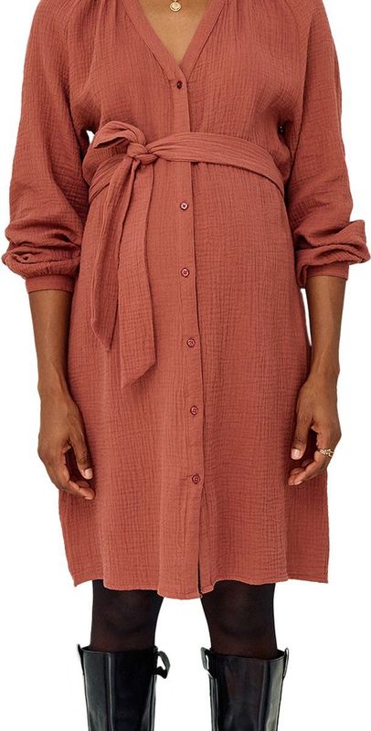 Vertbaudet - Katoenen Gazen Jurk - Zwart - Voor Zwangerschap en Borstvoeding