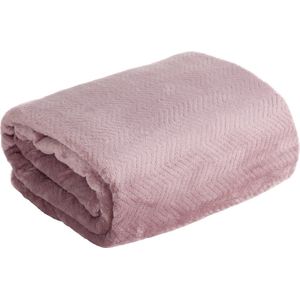 Oneiro’s Luxe Plaid CINDY Type 5 roze - 150 x 200 cm - wonen - interieur - slaapkamer - deken – cosy – fleece - sprei