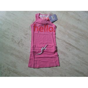 Topitm meisjes jurk roze Hello print maat 98/104