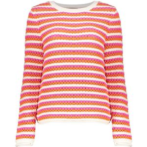 Geisha Trui Ajour Trui Met Horizontale Strepen 54041 23 000250 Orange/fuchsia/off-white Dames Maat - XS