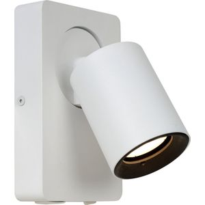 Lucide NIGEL Bedlamp / Wandlamp - LED Dimb. - GU10 - 1x5W 2200K/3000K - Met USB oplaadpunt - Wit