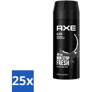25 x Axe Deodorant Bodyspray Black 150 ml - Cederhout - Axe Black - Mannen Deodorant
