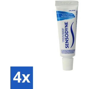 4 x Sensodyne - Tandpasta - Extra Fresh Gel - Mini - Compact voor Reizen - 15 ml - Tandpasta - Gevoelige Tanden - Sensodyne - Frisse Adem - Reisformaat