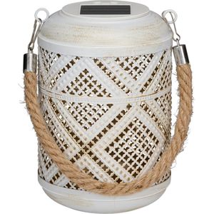Arti Casa Solar Lantaarn - Tuinverlichting op Zonne Energie - Tafel Lamp met Warm Wit Licht - Solar Lamp met Brandtijd tot 8 uur - IP44 Waterdicht - 11 x 15,5 cm - Kunststof - Wit