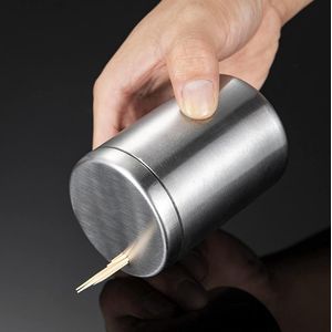 Kleine tandenstokerhouder van roestvrij staal, creatieve tandenstokerhouder, automatische tandenstokerdoos, praktische tandenstokerdispenser, corrosiebestendig, geschikt voor keuken, restaurant, eettafel