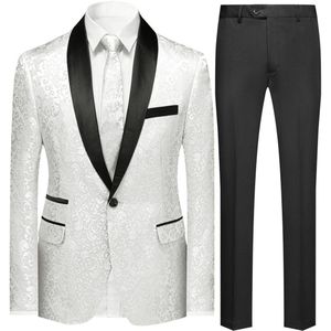 Allthemen Heren Pak Eenknops Middenspleet - Sjaalkraag Paisley Elegante sjaalkraag - S