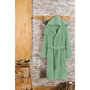 Badjas met Capuchon - Luxe Badjas Dames & Heren Capuchon - Sauna badjas - Ochtendjas dames & heren - Groen - Badstof - Wellness badjas - Valt XL