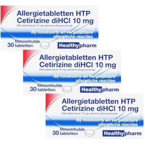 Healthypharm Allergietabletten HTP Cetirizine diHCI 10 mg - 3 x 30 tabletten