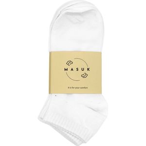 MASUK Dames & Heren Enkelsokken met Enkelbescherming – Unisex Anti-Blaar Gel Pad – Niet Afzakkende Comfort Sokken – Set van 3 Paar – Wit – Maat 36-39