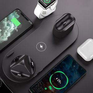 6-in-1 Wireless Charger: Apple Watch, headphones, and mobile phone holder with fast wireless charging.