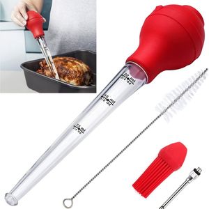 Roestvrij stalen vleesspuit, marinierspuit, BBQ braadspuit met 3 naalden, 60 ml kruidenspuit voor rundvlees, kip, gebak met jam te vullen, 304 roestvrijstalen uitvoering Roestvrij stalen vleesspuit, marinierspuit, BBQ braadspuit met 3 naalden, 60 ml kruidenspuit voor rundvlees, kip, gebak met jam te vullen, 304 roestvrijstalen uitvoering
